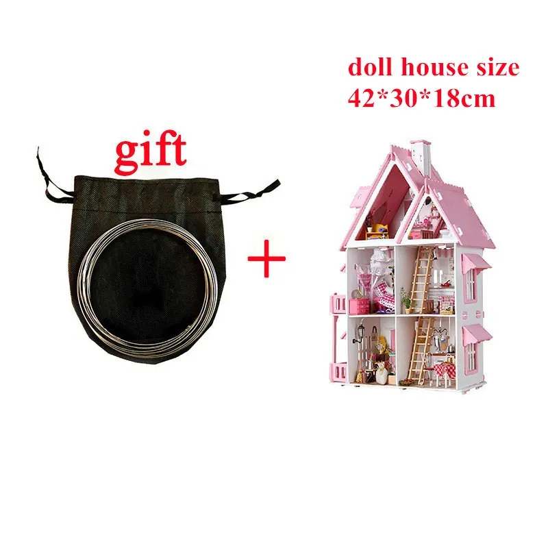 A Doll house 3D Деревянный Кукольный дом Вилла мебель DIY Миниатюрная модель светодиодный светильник 3D Деревянный кукольный домик рождественские подарки игрушки для детей - Цвет: A Doll house