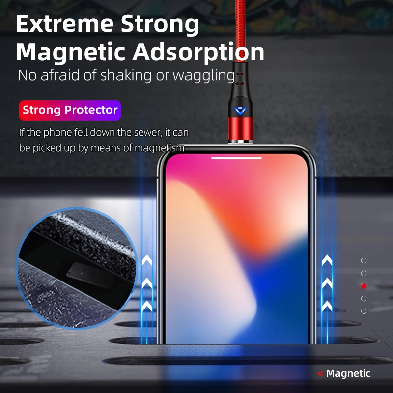 SUNPHG 3 в 1 Магнитный кабель Type C для iPhone Lightning 3A быстрой зарядки Micro USB Для Huawei Samsung