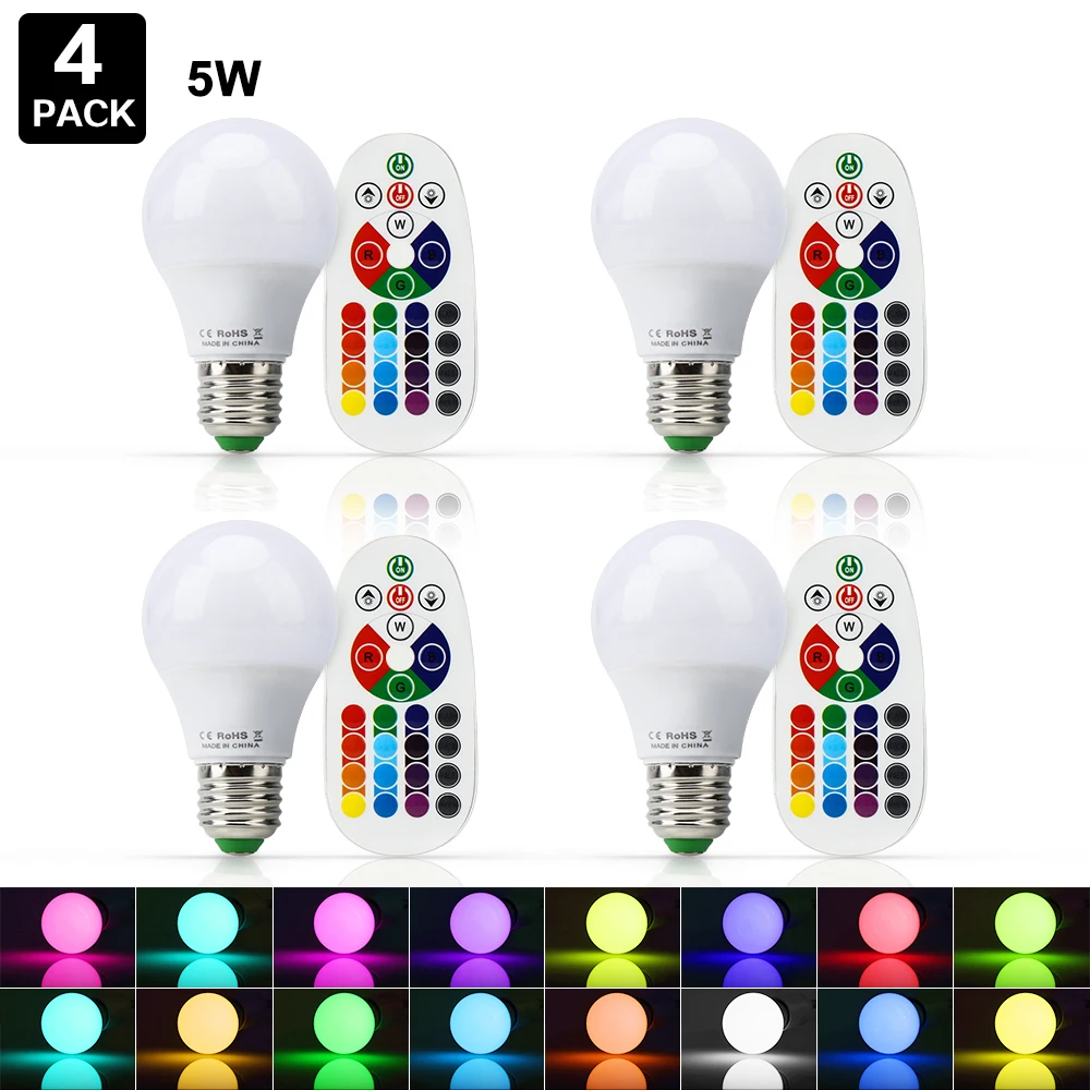 4 шт./лот 5 Вт 10 RGB Светодиодная лампа с пультом дистанционного управления