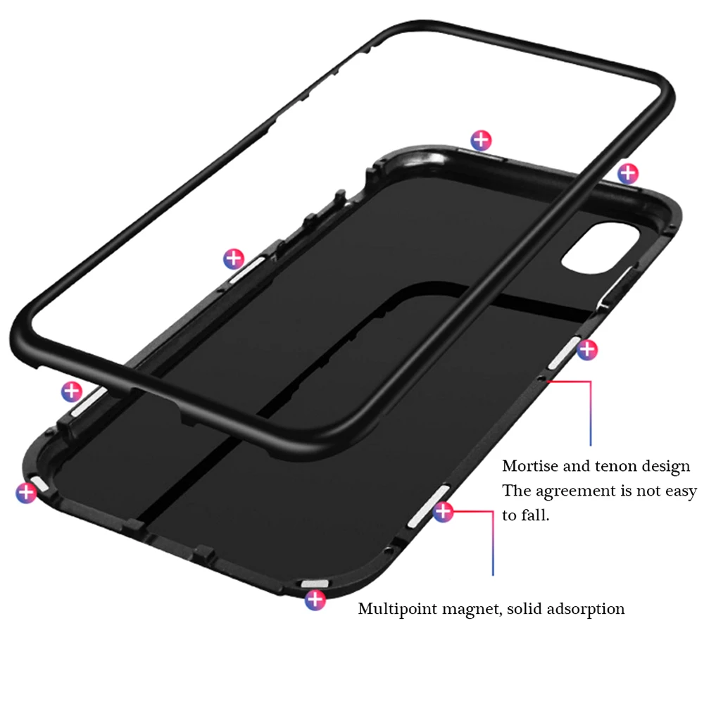 Magneto Adsorbable Phone Cover Tempered Glass Case Clear Back 2 in 1 Magnetic Metal Frame For HUAWEI P20 P20PRO | Мобильные телефоны