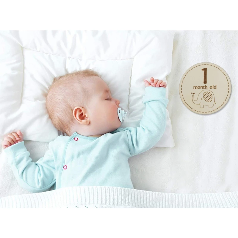 

Baby Monthly Milestone Wooden Card Infants Newborn Growth Album Photography Prop