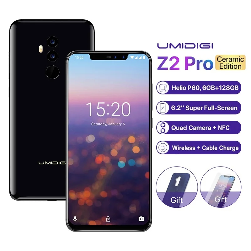 UMIDIGI Z2 Pro Керамика Edition 6 ГБ 128 Гб Смартфон 6,2 дюйм Helio P60 Android 4 аппарат не привязан к оператору сотовой связи NFC Беспроводной зарядка отпечатков паль...