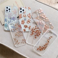 electroplated leaves glitter phone case for iphone 11 pro 12 mini x xr xs max 8 7 plus se 2020 capa clear soft imd back cover