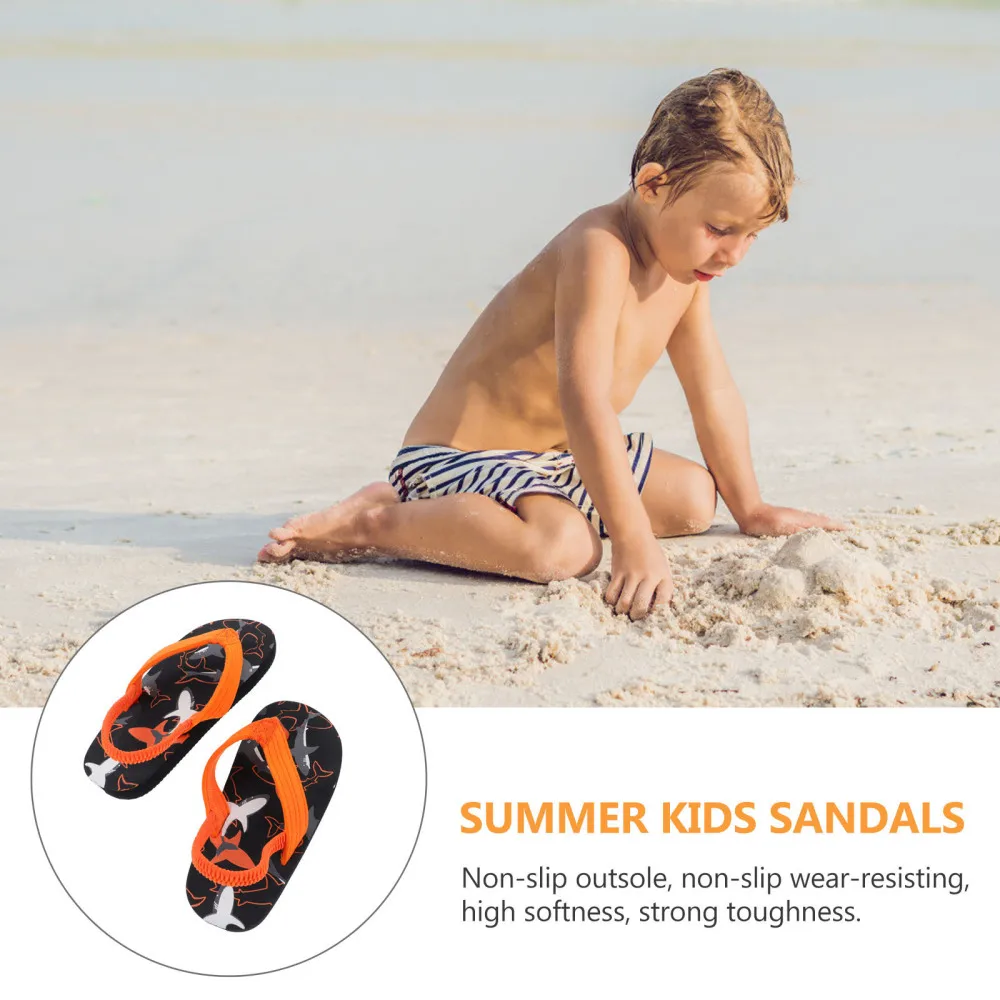 

1 Pair Baby Soft-soled Beach Shoes Cartoon Kids Sandals Leisure Slippers (Orange)