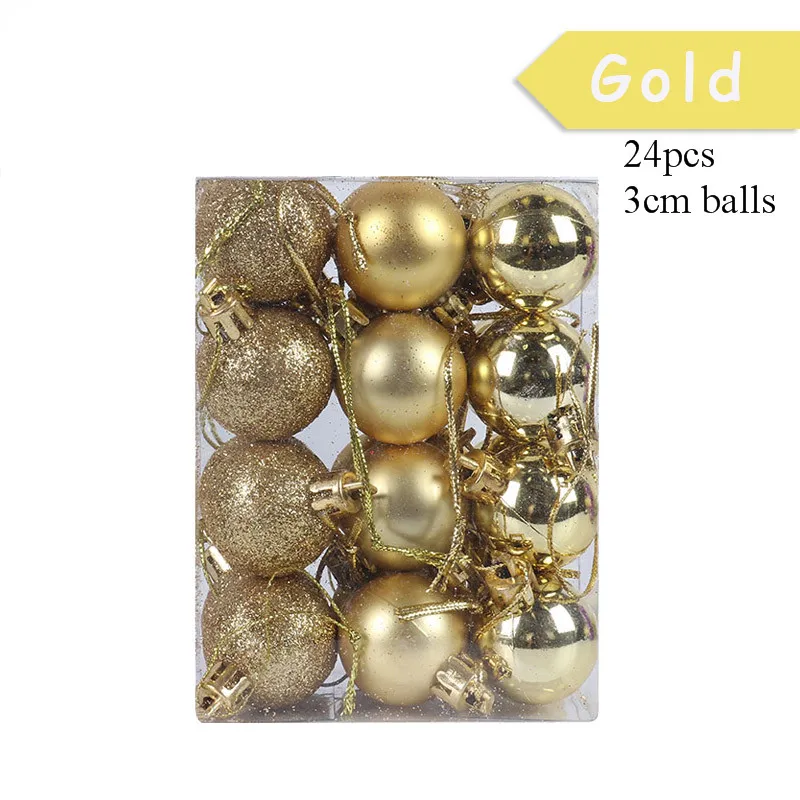 24pcs 3cm balls A Веселые рождественские подарочные сумки Рождественская елка пластиковая упаковочная сумка Снежинка коробка с рождественскими конфетами новогодний спрос среди детей сумка Noel Navidad - Цвет: 24pcs 3cm balls A