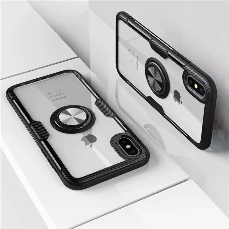Роскошный чехол для iphone 8 7 6 6S Plus с магнитным кольцом автомобильный держатель
