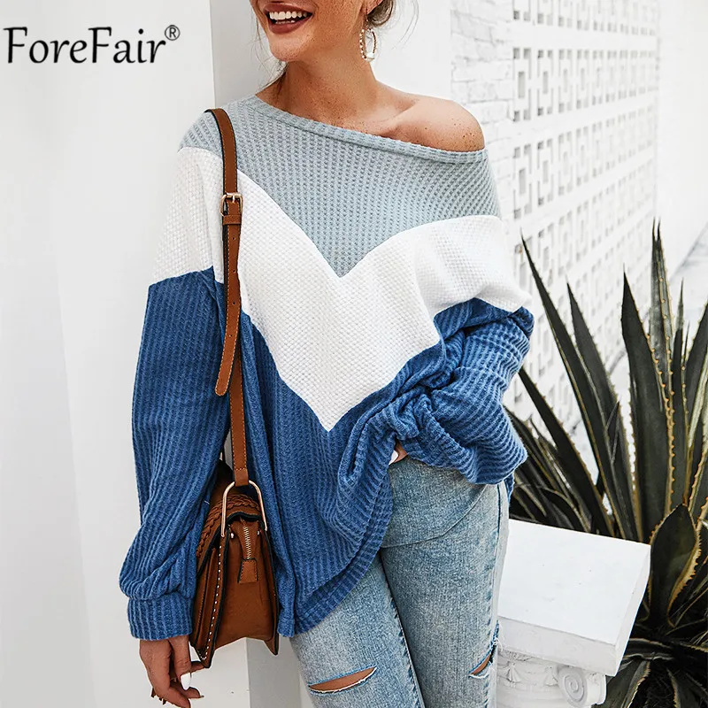 Forefair/осенне-зимний женский свитер в стиле пэчворк с круглым вырезом свободный