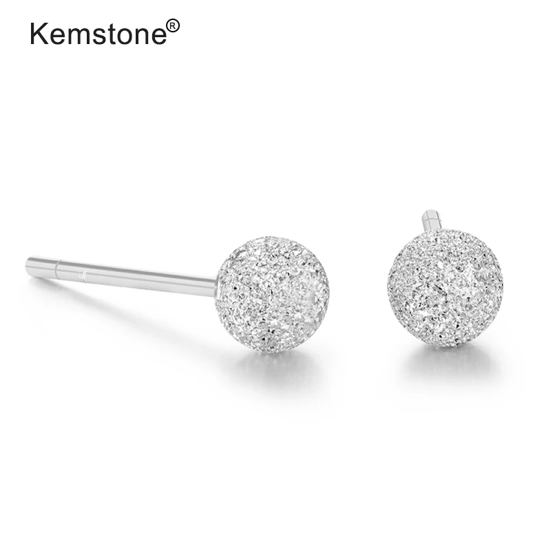 Kemstone 925 серебристого цвета с милыми бубонами серьги-гвоздики ювелирное изделие