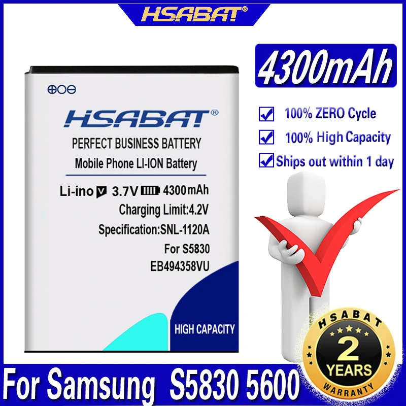 Аккумулятор HSABAT 4300 мАч EB494358VU для Samsung Galaxy Ace S6802 B7510 i569 i579 i619 S5660 S5670 S5830I S5838 S6102 S6108