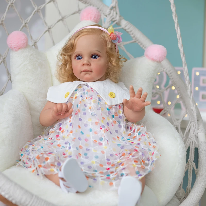 

60CM High Quality Reborn Toddler Maggie Detailed Painting Rooted Long Curly hair Collectible Art Handmade Doll for Girls