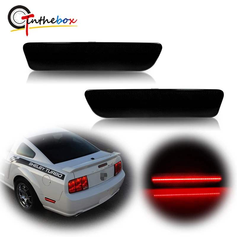 

Gtinthebox Smoked /Red Lens Red Full LED Rear Side Marker Lights For 2005-2009 Ford Mustang Replace Fender Sidemarker Lamps 12V