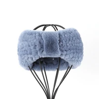 womens luxury winter 100 rex rabbit fur knitted elastic headband high quality real fur hair band fashion hair accessories