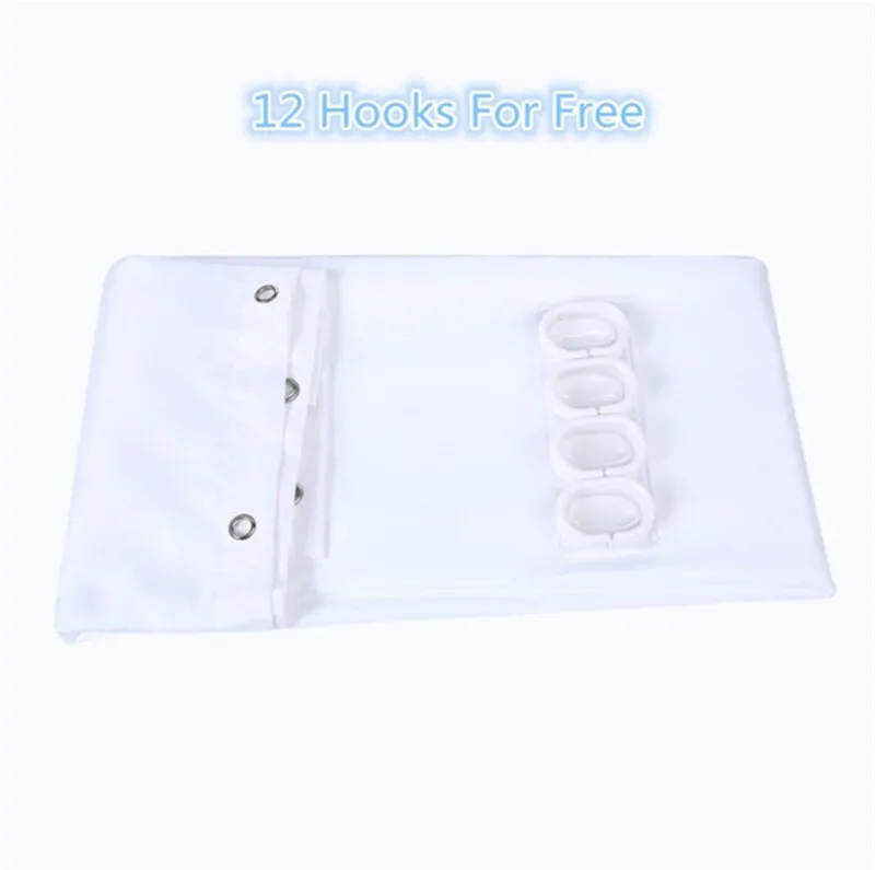 

180cm*180cm Custom Solid Color Waterproof Fabric Bathroom Shower Curtain With 12pcs Hooks For Free (7 Colors)