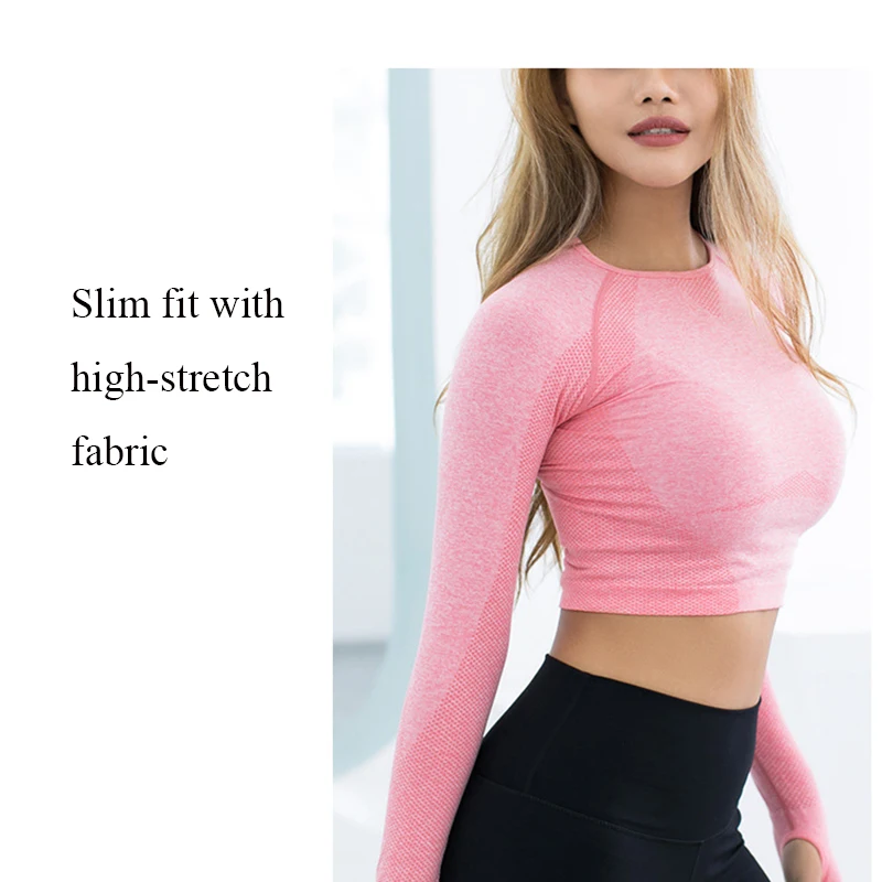 Женская футболка для фитнеса дышащий бесшовный спортивный топ Женский кроп-топ