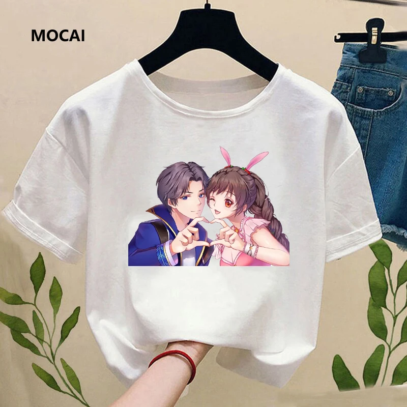 

Aesthetic lovers China style Douro mainland animation graphic printing women's loose Tshirt fashion students cute short sleeves