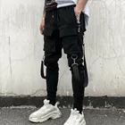 Брюки-Карандаш мужские с боковыми карманами, рваные спортивные штаны в стиле хип-хоп, уличная одежда, повседневные облегающие брюки-джоггеры с лентами, брюки-султанки, 2020