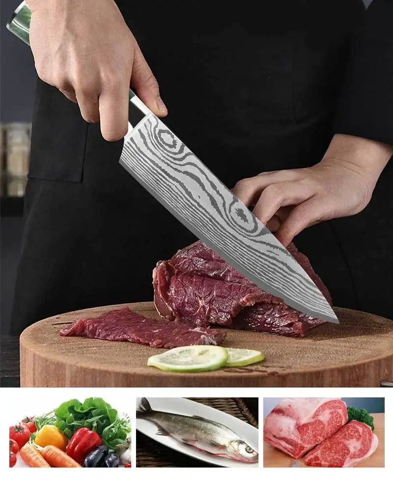

Kitchen Knives Set Chef Knife Sharp Cleaver Slicing Utility Knives Resin Handle Kitchen Knife Set 8-piece Set