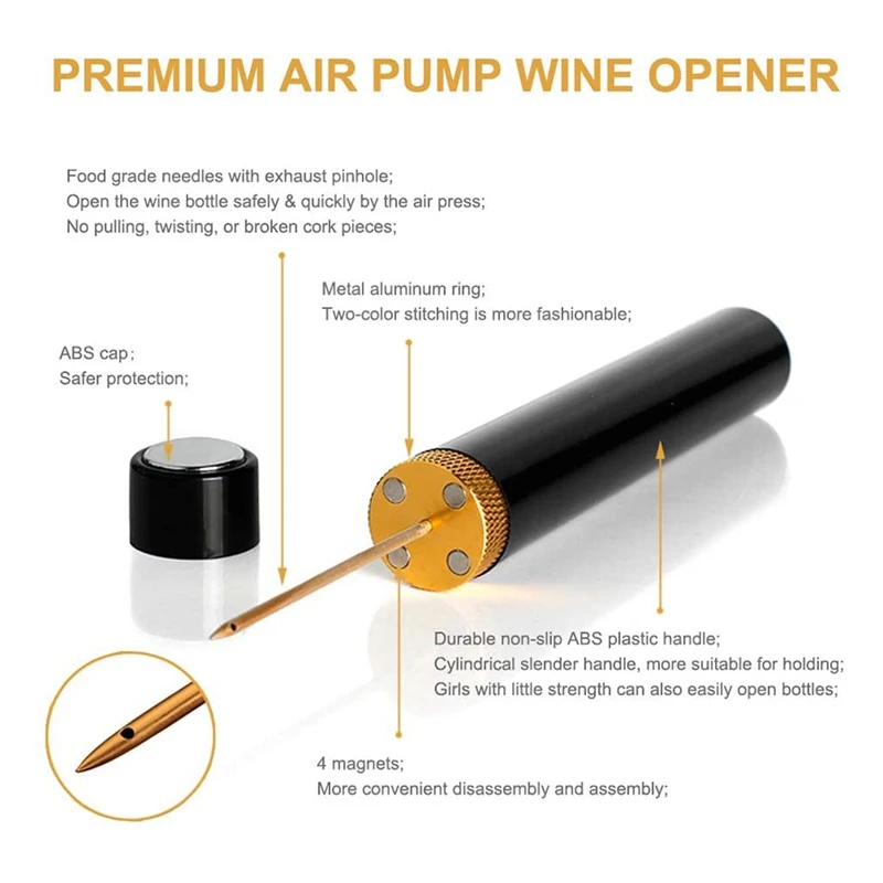 

Portable Wine Air Pressure Pump Bottle Opener, Wine Opener Air Pressure Corkscrew, Wine Cork Remover Pump,Cork Remover