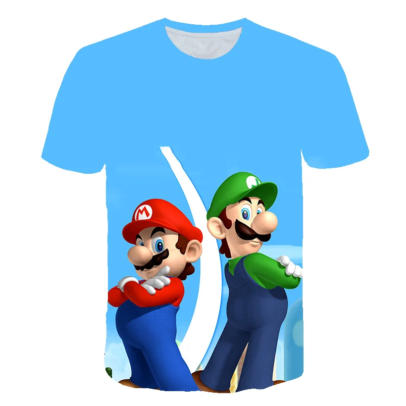 

New 3D Boy Harajuku Classic Game Mario Print Girl Fun T-shirt Clothing Children Summer Clothing Kids Clothes Baby T-shirt Street