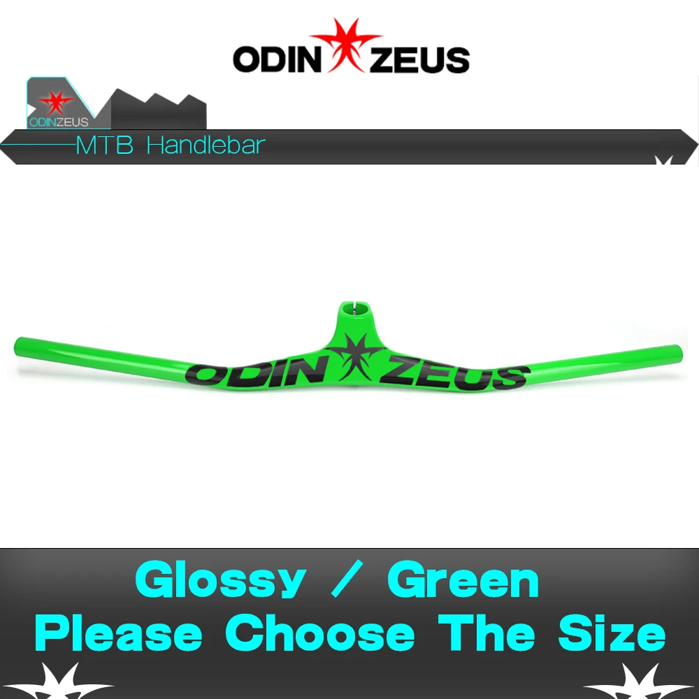 Glossy Green ODINZEUS Manillar углеродный MTB велосипедный руль однообразный Интегрированный руль со стволом 3 к черный глянец/матовый углеродный руль - Цвет: Glossy Green