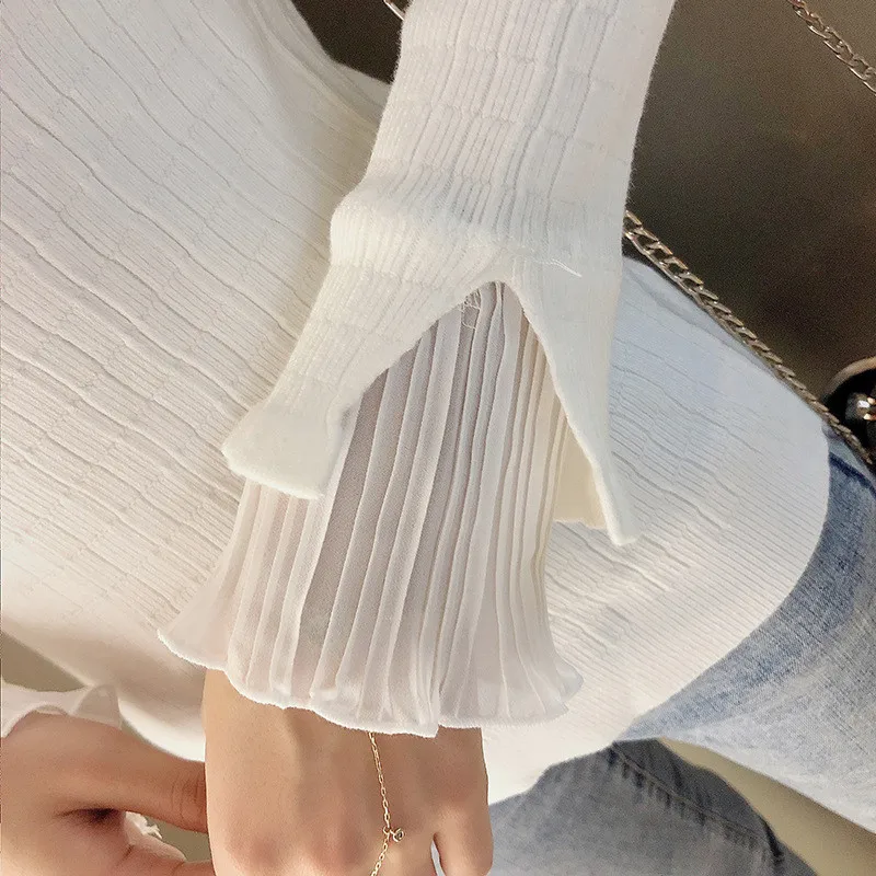 

Lotus Leaf Women Sweater Pullovers Spring 2020 Short Thin Knitted Tops Jumper Casual Long Sleeve Pull Femme Hiver Fashion M329