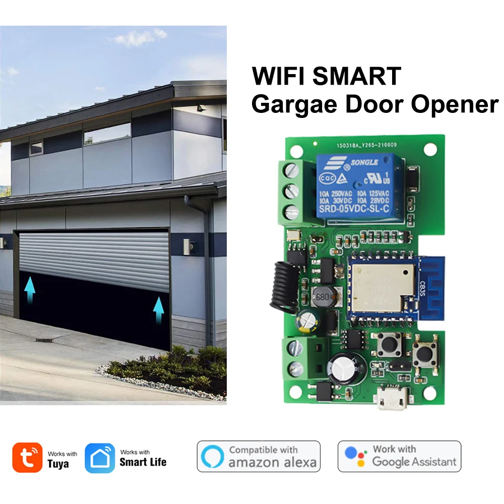 

WiFi Switch Smart Garage Door Opener Controller Work With Alexa Echo Google Home SmartLife Tuya APP Control 10A Relay Moudel Diy