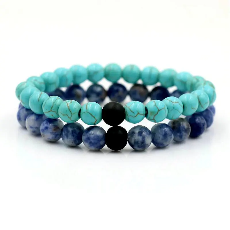 2 шт./компл. Пары Браслет дистанции Классический Натуральный Камень белого и