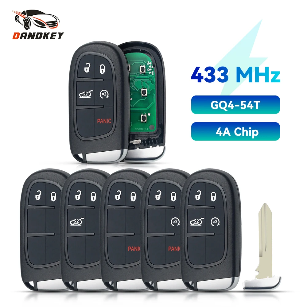 

KEYYOU KeylessGo 433Mhz Hitag-AES 4A PCF7953M Chip 2/3/4/5 BTN Remote Smart Car Key for Jeep Cherokee Durango Chrysler GQ4-54T