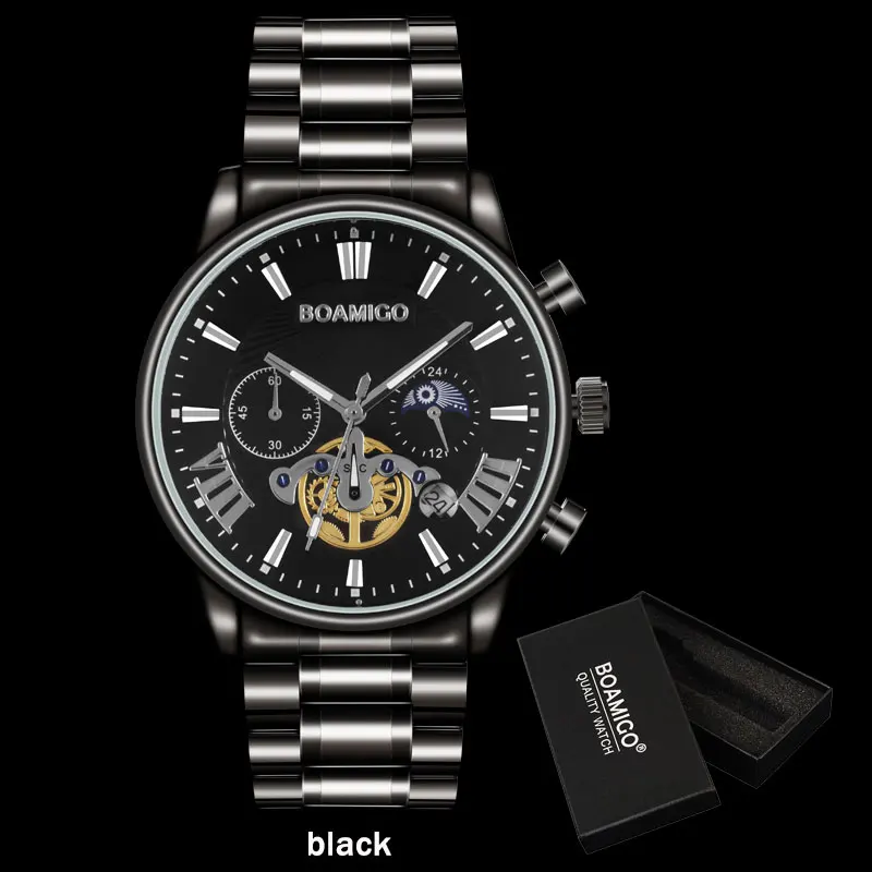 F933Ablackbox BOAMIGO, мужские часы, Топ бренд, Роскошные, водонепроницаемые, модные, кварцевые, бизнес, мужские часы, часы, повседневные, механические, турбийон, Wist часы - Цвет: F933Ablackbox