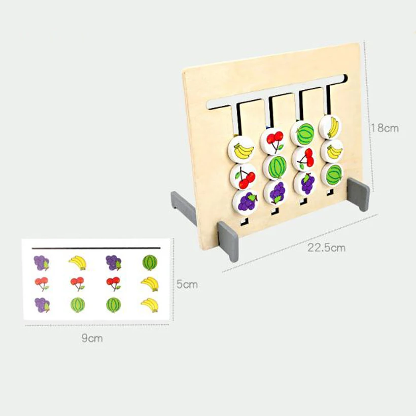 

Wooden Toy Montessori Four Color and Fruits Double Sided Matching Game Props Montessori Wooden Kid Early Educational Toys