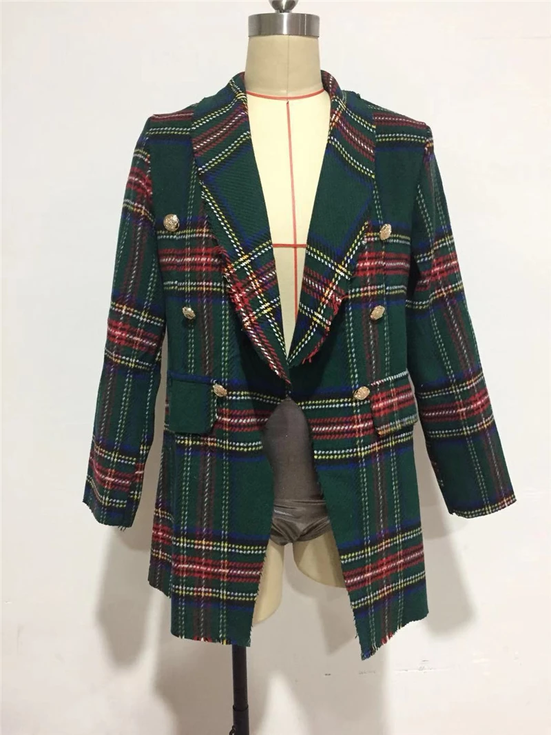 Классический Клетчатый шикарный осенний Блейзер куртка для женщин уличная