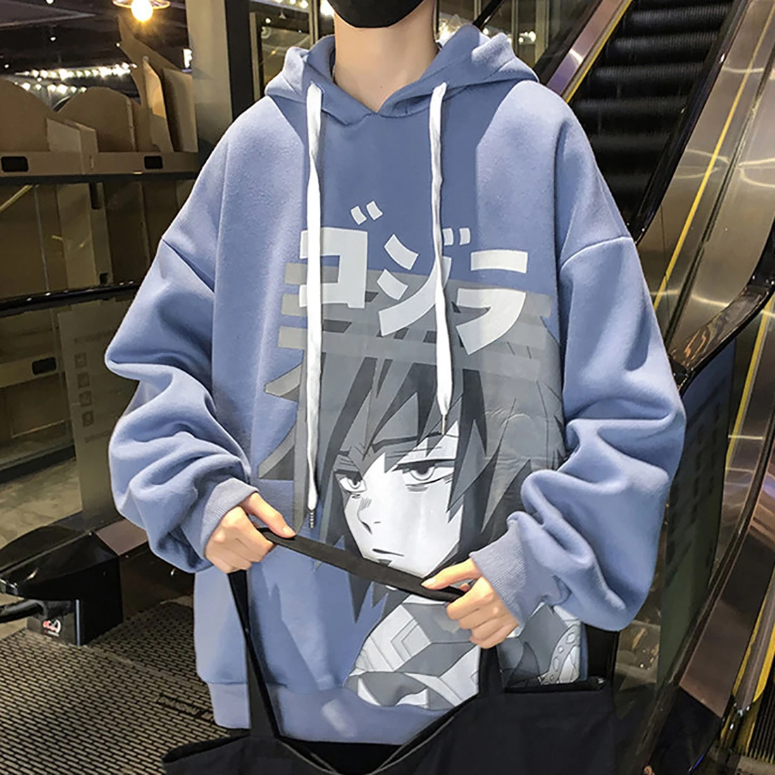 ATSUNSET Anime Demon Slayer Tomioka Yiyong พิมพ์ Sweatshirt ฤดูใบไม้ร่วง Harajuku ญี่ปุ่น Pullover Streetwear ประจำวัน Hoodie Top