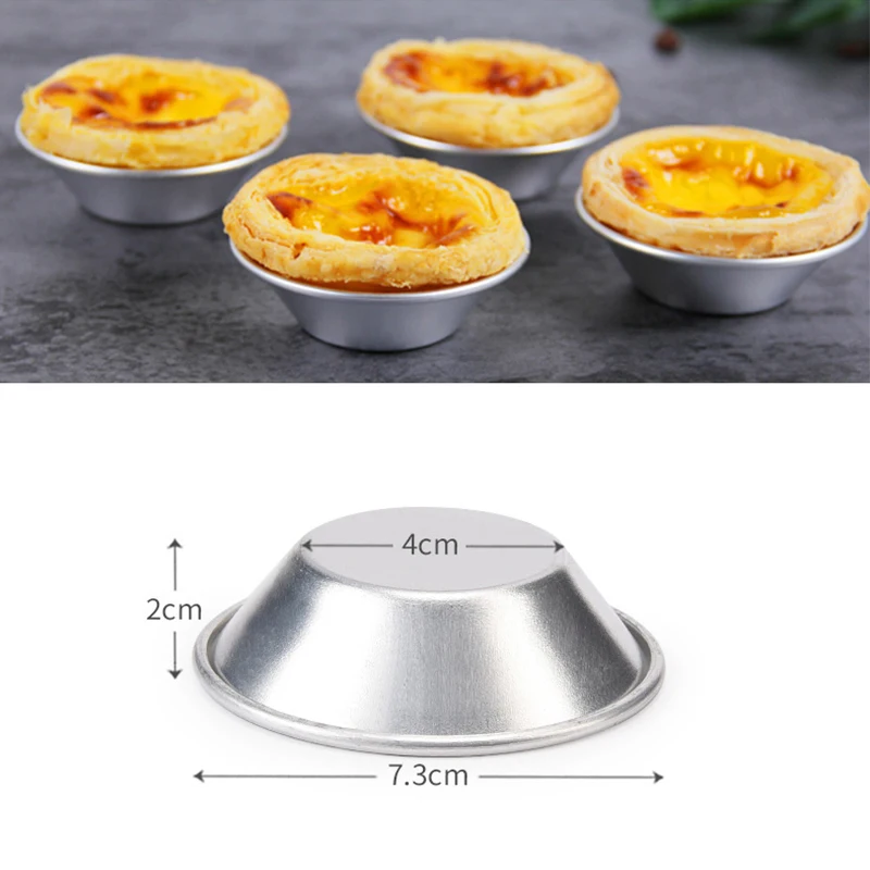 

10Pcs Aluminum Alloy Egg Tart Molds Nonstick Round Mini Pie Muffin Baking Mold Kitchen Oven Cake Cookie Bakeware Accessories