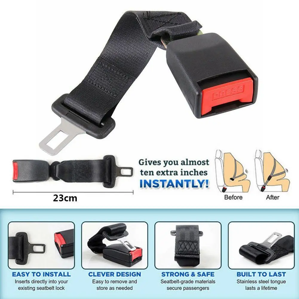 Extensor de cintur&oacute;n para asientos de coche de 23cm, extensor de asientos de seguridad para ni&ntilde;os, extensor de cintur&oacute;n ajustable, productos de protecci&oacute;n para mujeres embarazadas-0