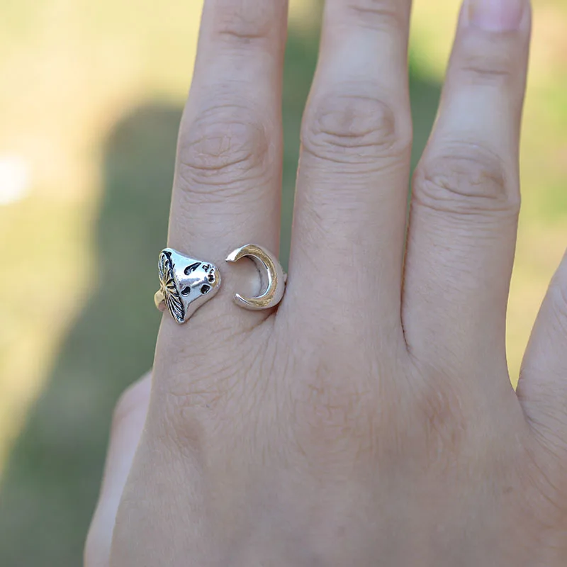 Регулируемое женское кольцо в форме гриба Луны леса ювелирное изделие |