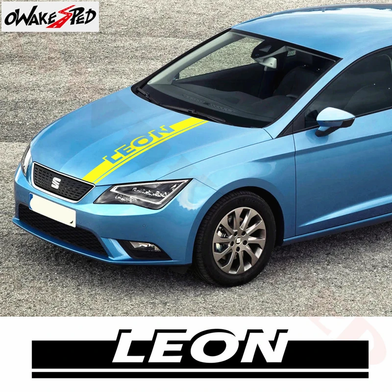 

For-Seat Leon Car Hood Bonnet Strieps Stickers Vinyl Decals Racing Sport Styling Decor Decals Auto Cover Engine Accessories