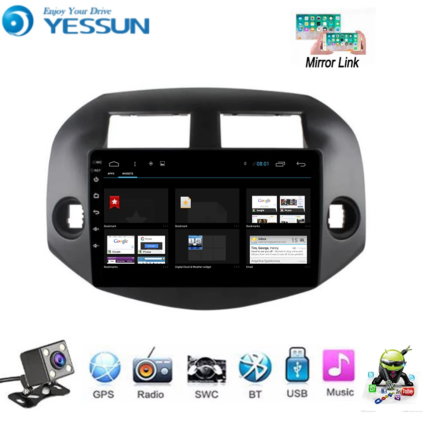 Автомобильный мультимедийный плеер YESSUN на Android для Toyota RAV4 2007 ~ 2012 GPS-навигация