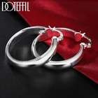 Серьги-кольца DOTEFFIL из стерлингового серебра 925 пробы с гладкой поверхностью 35 мм, Изящные Ювелирные украшения для помолвки и свадьбы