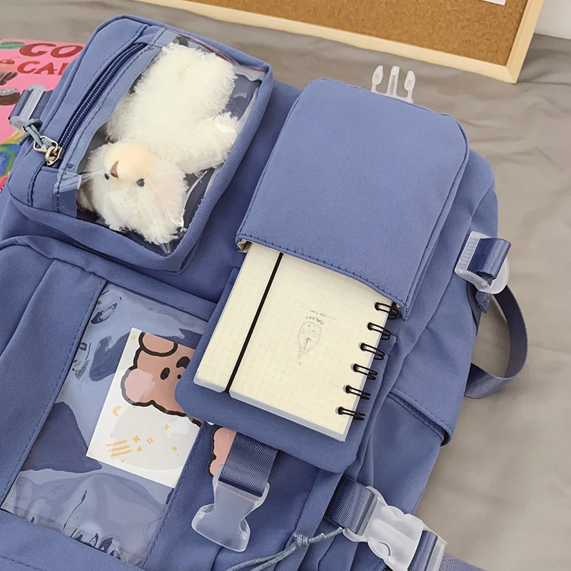 

School Bag Travel Book Bags Laptop Backpack Cute New For Teenage Girls Student Kawaii Trendy Women Female Nylon 2021 Buckle