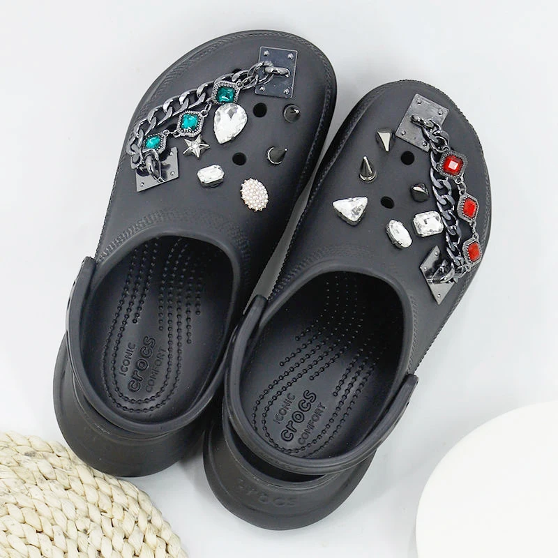 

Shoes Decoration for Crocs Slides Bling Charms Designer Rhinestone DIY Beading Slipper Accessories for Corcs Clogs Rivets Chains