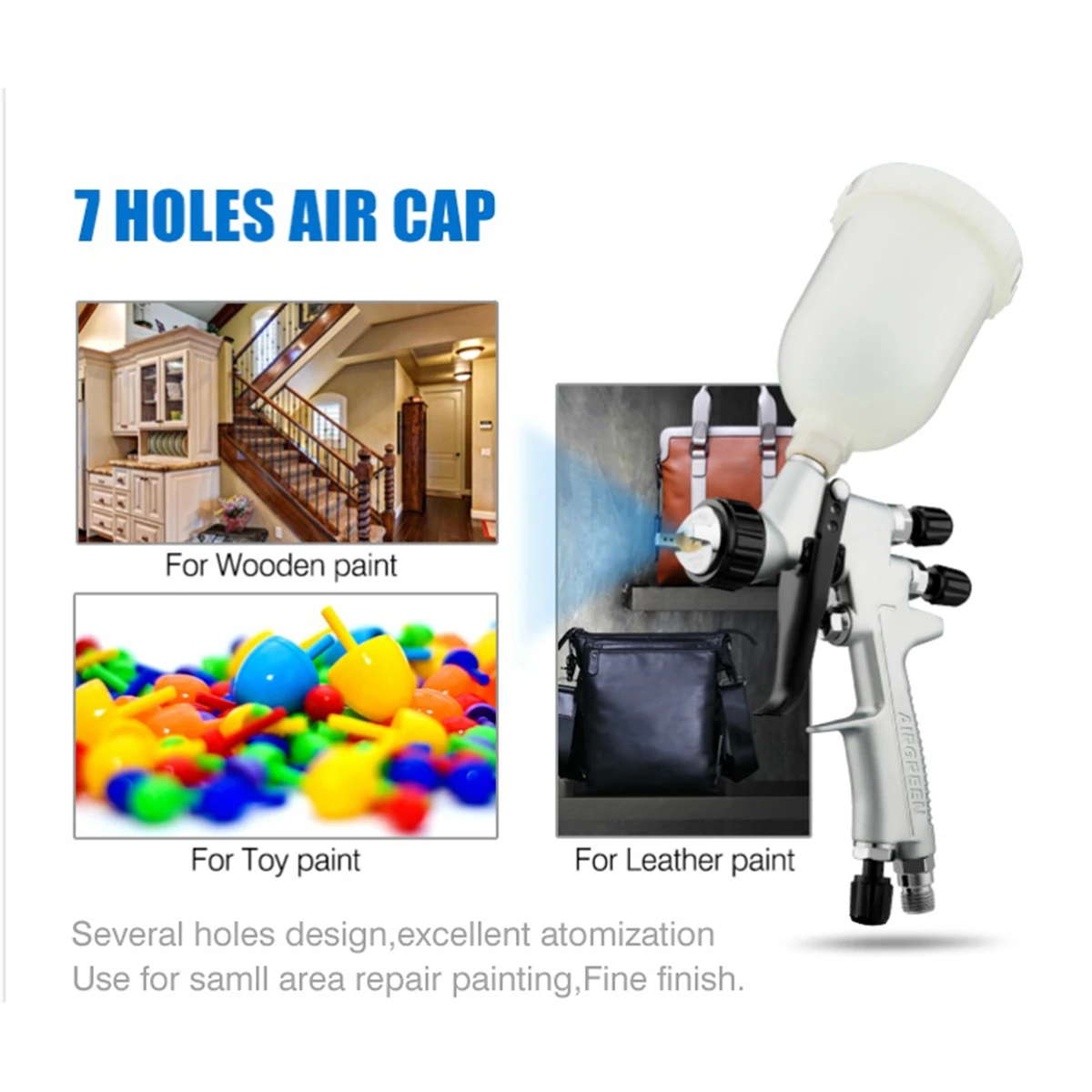 

Handheld Professional 1.0mm HVLP Air Spray Gun Mini Gelcoat Painting Airbrush for Cars & Home & Shop