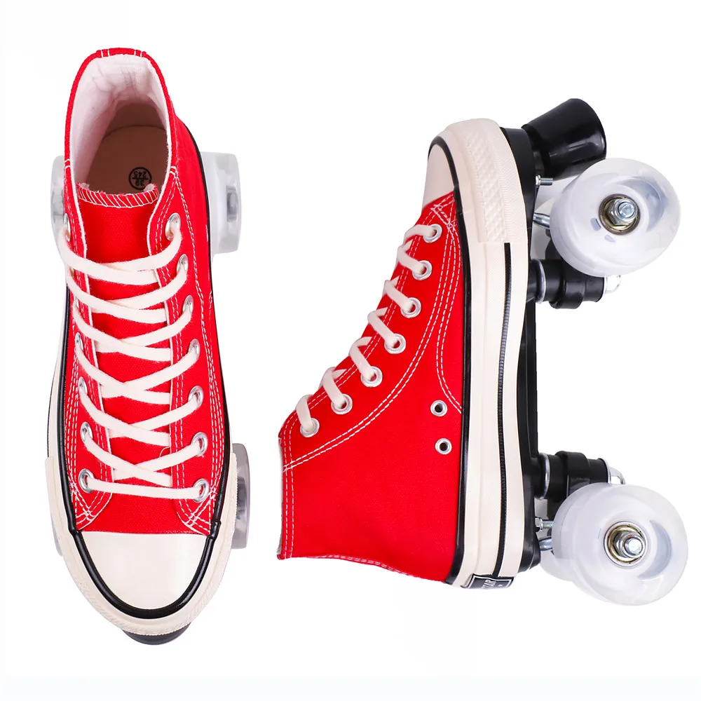Парусиновые кроссовки для мужчин и женщин четыре ролика 4 колеса 2 ряда уличные