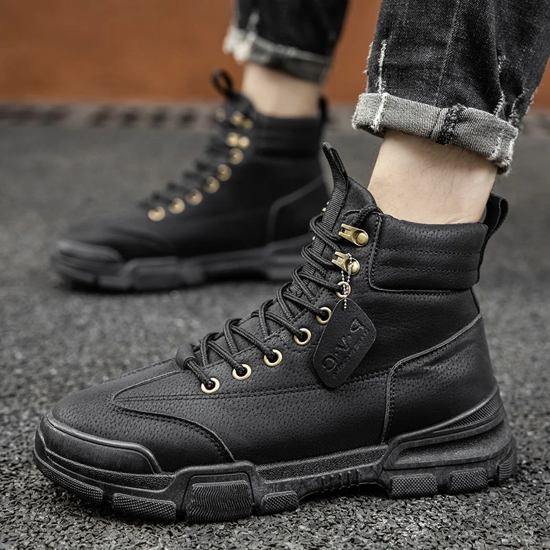 high top Outdoor Waterproof Hiking Boots Men Winter Walking Climbing Hiking Shoes Mountain Sport Boots Hunting Mens Sneakers