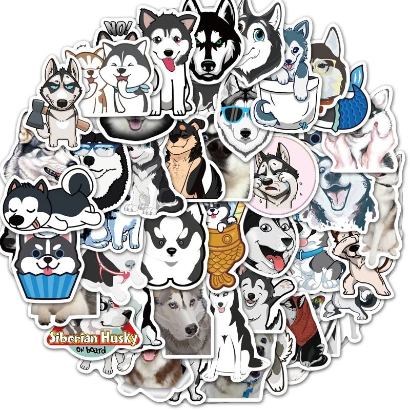 

10/25/50PCS Siberian Husky Animals Dog Stickers Waterproof PVC Skateboard Bicycle Luggage Laptop Motorcycle Sticker Kids Toys