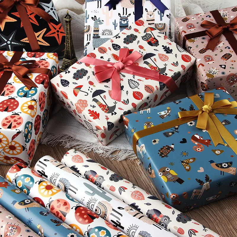 

10 Pieces 50 * 70cm Gift Wrapping Paper Ins Wind Birthday Gift Christmas Gift Decoration Wrapping Paper Diy Bag Kraft Paper