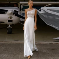 weilinsha simple sheath wedding dress for bride pearls women clothing party gowns 2021 custom made vestidos de novia ld35 white