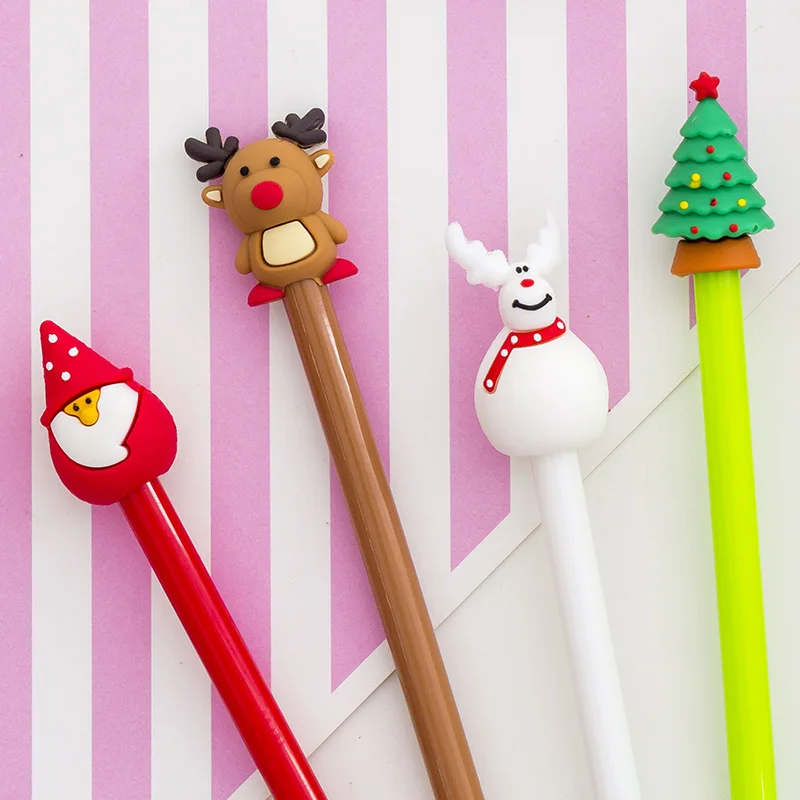

4Pcs Cute Christmas Gel Pen Snowmen Santa Claus Elk Christmas Tree Sign Pen Office School Pens Xmas New Year Stationery Gifts