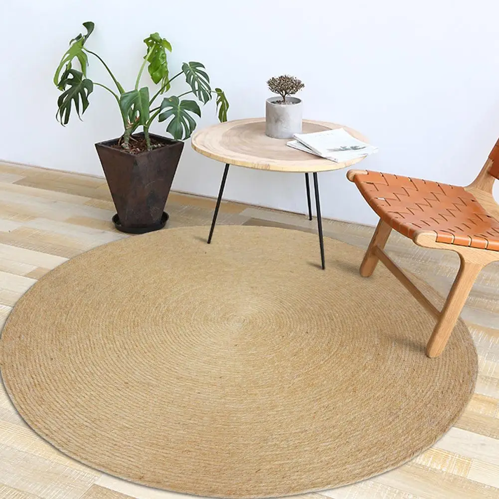 Соломенный ковер ручной работы коричневый круглый джутовый напольный коврик в