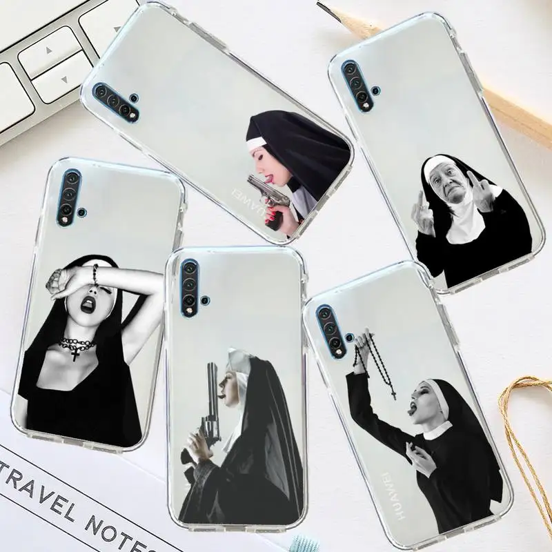 

Sister nun sexy girl woman Phone Case Transparent for Huawei honor P mate 40 20 30 10 50 i 9 x mate pro lite 8a