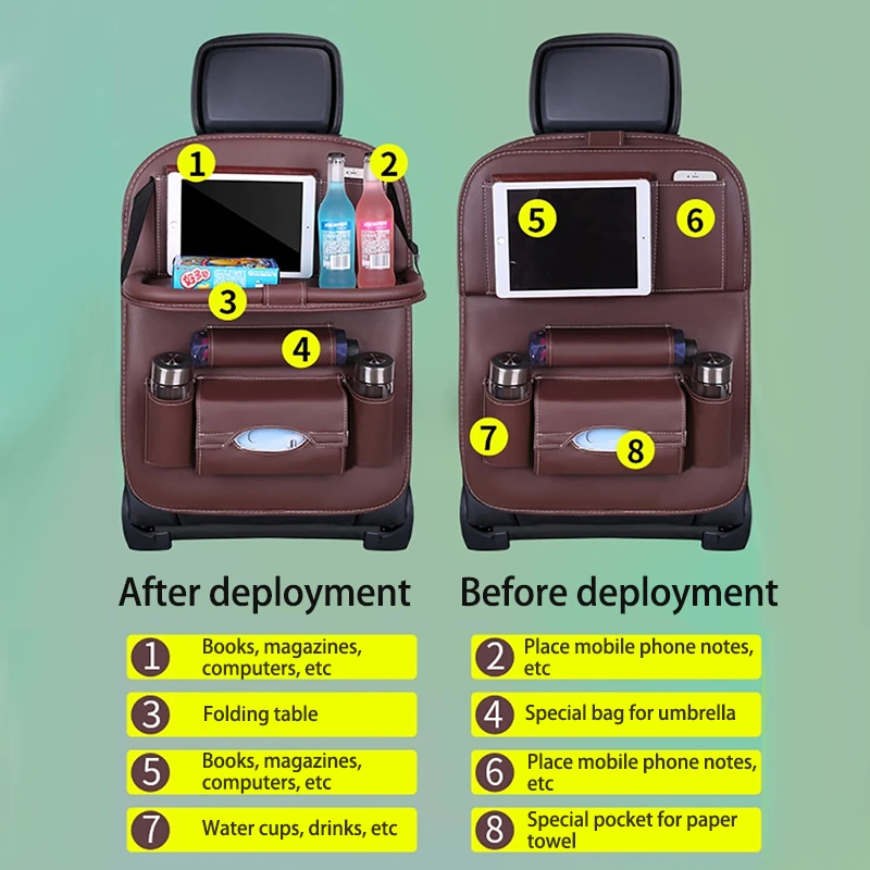 Складной органайзер на спинку сиденья автомобиля 1 шт. сумка для хранения